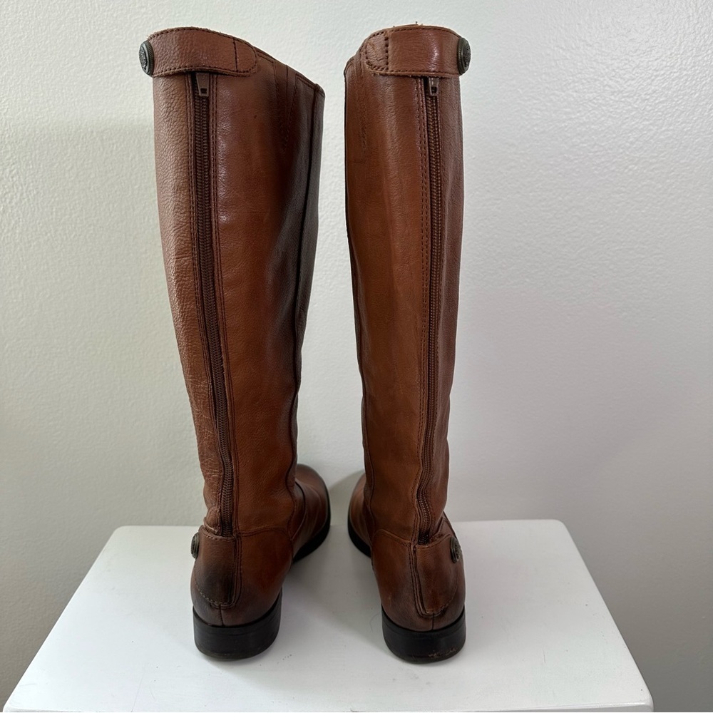 Arturo Chiang Brown Leather Knee High Boots Women 7MW Riding Boots - Picture 8 of 13